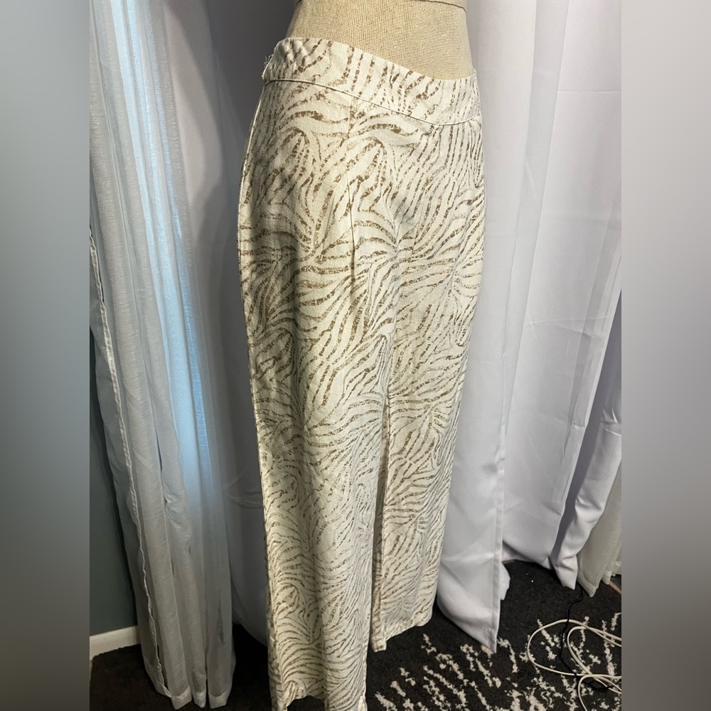 new directions Women’s Zebra Print Cropped Pants Size 6 Linen Blend Lined